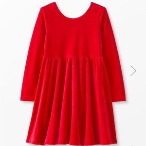 Hanna Andersson Velour Super Soft Skater Dress - size 8, red